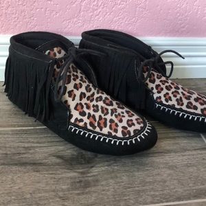 black cheetah moccasins